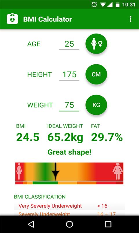 BMI体重指数计算器v1.6截图1