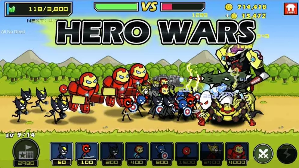 英雄战争超级火柴人防御游戏截图2