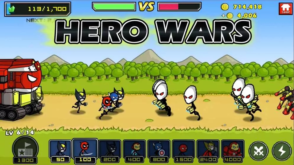 英雄战争超级火柴人防御游戏截图1