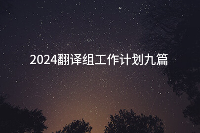 2024翻译组工作计划九篇
